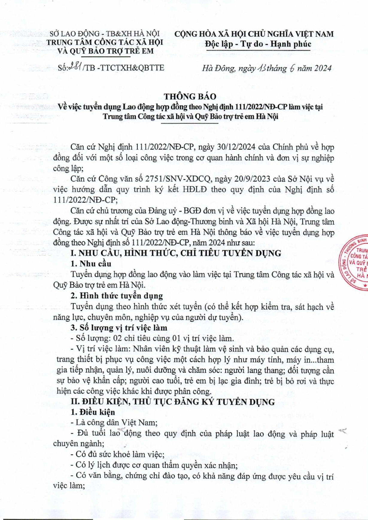 Read more about the article Thông báo tuyển dụng