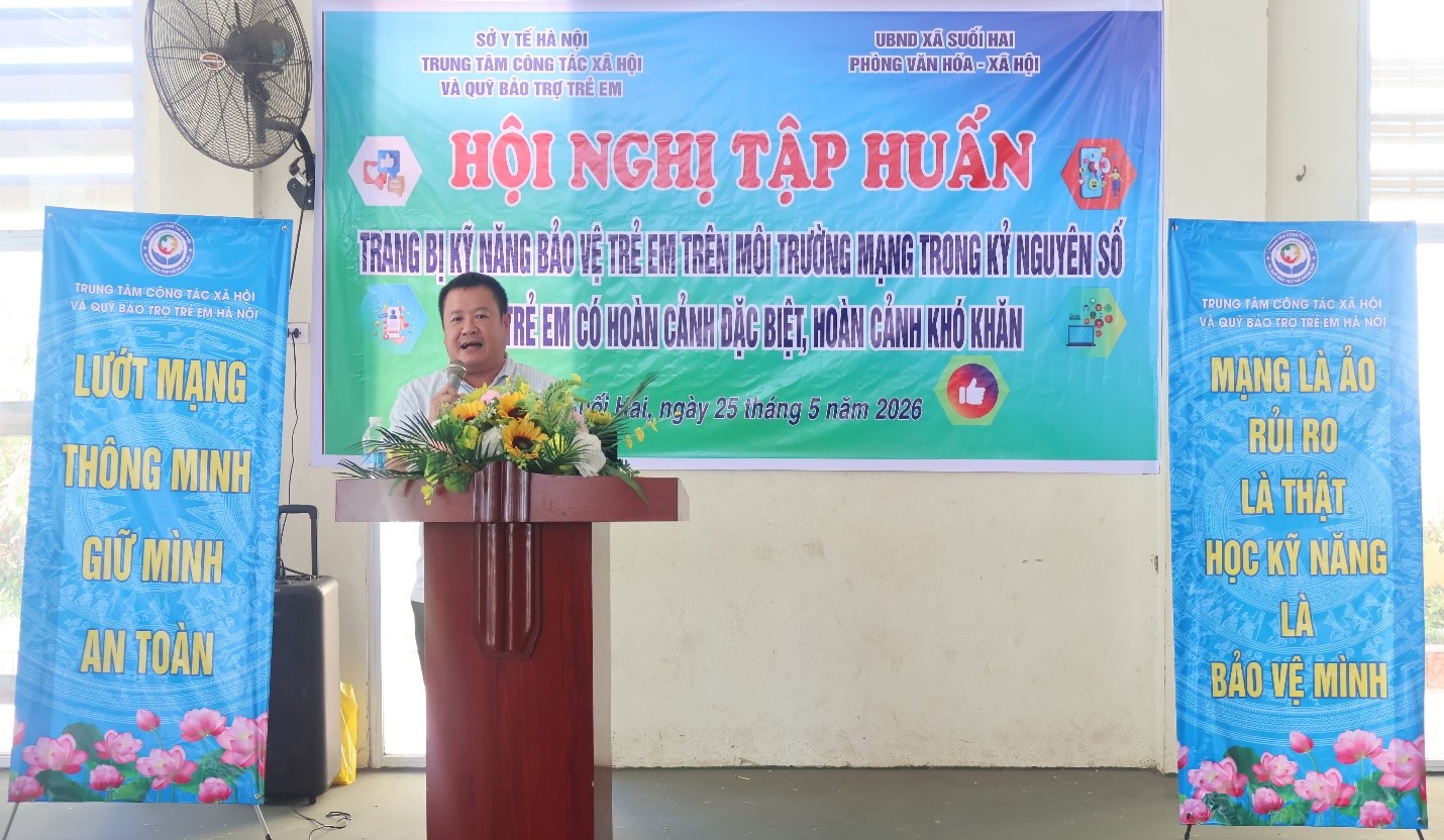 Tập huấn kỹ năng bảo vệ trẻ em trên môi trường mạng trong Kỷ nguyên Số  cho trẻ em có hoàn cảnh đặc biệt, hoàn cảnh khó khăn xã Suối Hai
